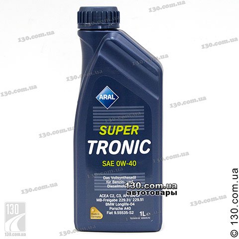 Aral SuperTronic SAE 0W-40 — моторное масло синтетическое — 1 л для легковых автомобилей
