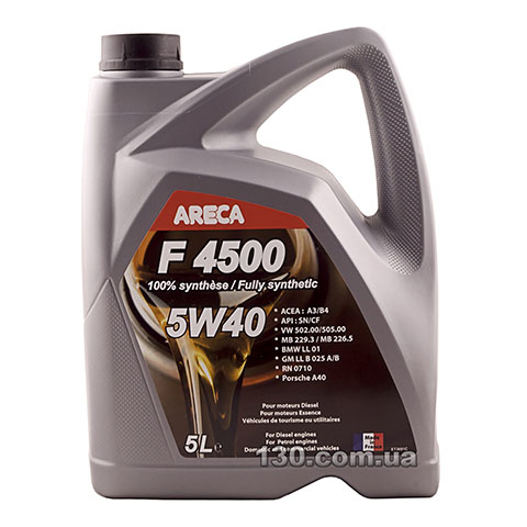 Synthetic motor oil Areca F4500 ESSENCE 5W-40 — 5 l