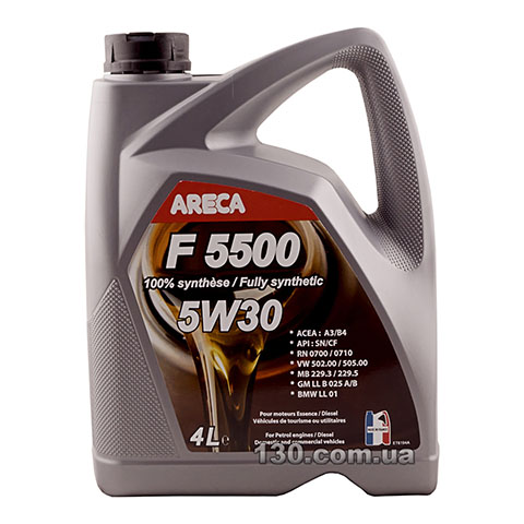 Моторное масло синтетическое Areca F5500 5W-30 — 4 л