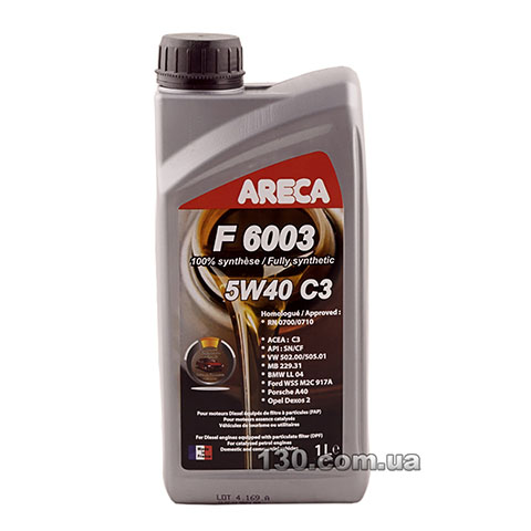 Synthetic motor oil Areca F6003 5W-40 C3 — 1 l