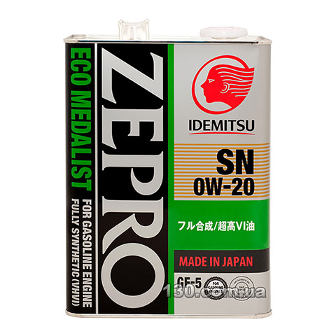 Idemitsu Zepro Ecomedalist SAE 0W-20 — моторне мастило синтетичне — 4 л
