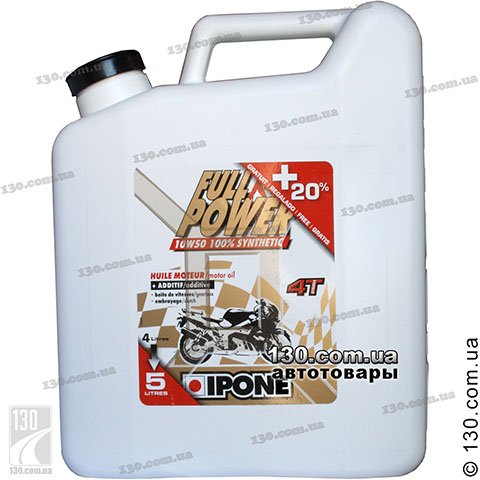 Ipone Full Power Katana 10W-50 — synthetic motor oil — 4 L for 4-stroke motorcycles