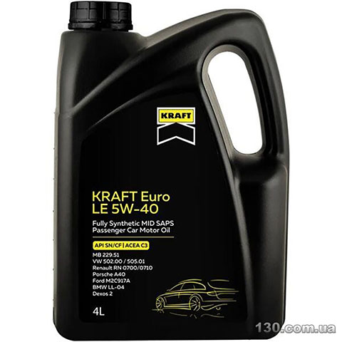 Моторное масло синтетическое Kraft Euro LE 5W-40 4 л