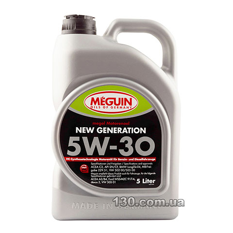Моторное масло синтетическое Meguin New Generation SAE 5W-30 — 5 л