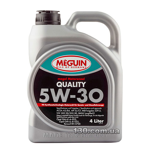 Моторное масло синтетическое Meguin Quality SAE 5W-30 — 4 л
