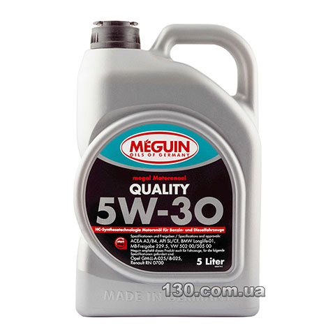 Моторное масло синтетическое Meguin Quality SAE 5W-30 — 5 л