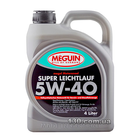 Моторне мастило синтетичне Meguin Super Leichtlauf SAE 5W-40 — 4 л