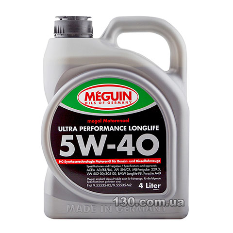 Моторное масло синтетическое Meguin Ultra Performance Longlife SAE 5W-40 — 4 л