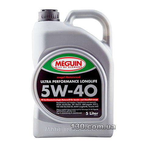 Synthetic motor oil Meguin Ultra Performance Longlife SAE 5W-40 — 5 l