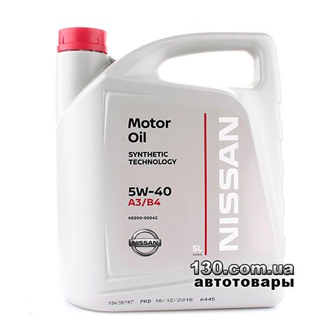 Моторное масло синтетическое Nissan Motor Oil 5W-40 — 5 л