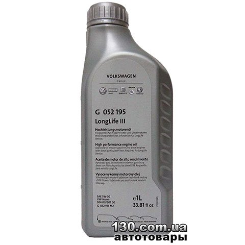 Моторное масло синтетическое VAG Longlife III (504 00/507 00) 5W-30 — 1 л
