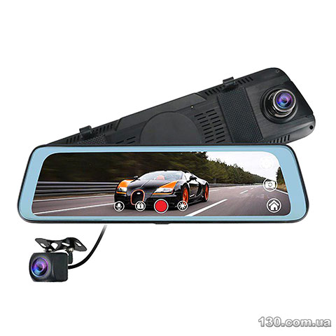 Зеркало с видеорегистратором Tecsar BCR-2CH-MR накладное с двумя камерами и дисплеем 9,66"