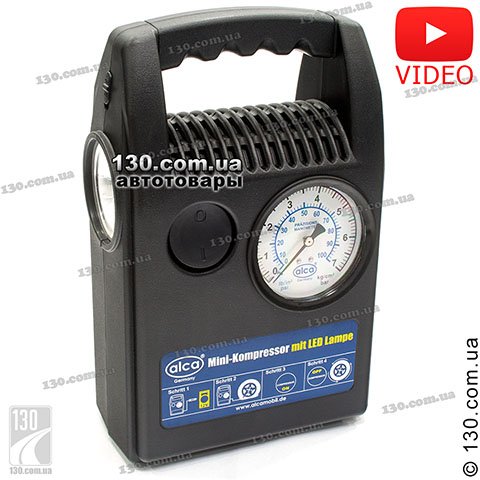 Alca 209 100 — tire inflator with pressure gauge and LED lamp