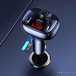 Car charger Usams US-CC143 C25 50W 2A+C 3 Ports Digital Display Wireless FM Car Charger Black CC143TC01