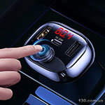 Car charger Usams US-CC143 C25 50W 2A+C 3 Ports Digital Display Wireless FM Car Charger Black CC143TC01
