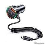 Автомобільний зарядний пристрій Usams US-CC167 C33 60W Car Charger With Spring Cable Black CC167CC01