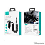 Автомобільний зарядний пристрій Usams US-CC167 C33 60W Car Charger With Spring Cable Black CC167CC01