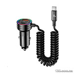 Автомобільний зарядний пристрій Usams US-CC167 C33 60W Car Charger With Spring Cable Black CC167CC01