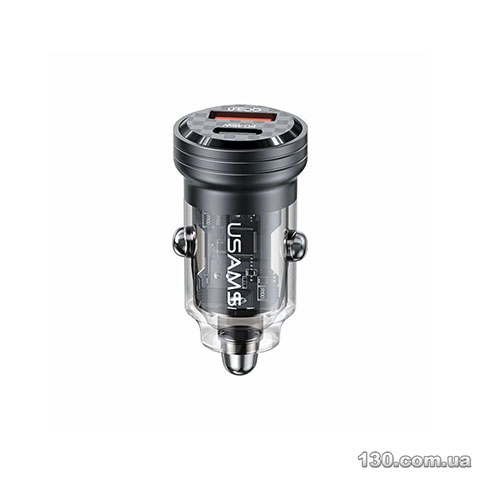 Автомобильное зарядное устройство Usams US-CC175 C35 45W Aluminum Alloy Transparent A+C Mini Car Charger CC175CC01