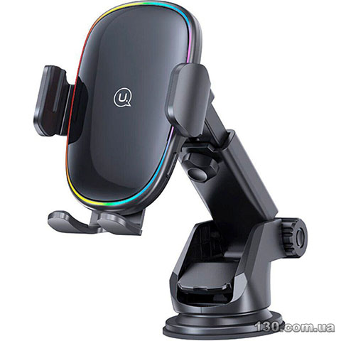 Держатель мобильного с беспроводной зарядкой Usams US-CD187 15W Wireless Charging Car Holder With Colorful Light CD187ZJ01