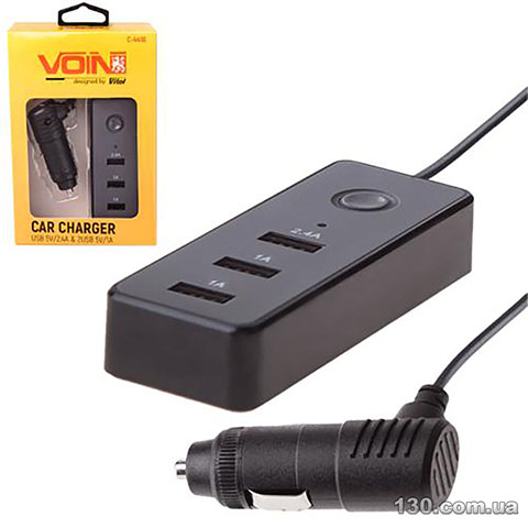 Автомобильное зарядное устройство VOIN C-4416 3USB (12/24V - 5V 2,4А + 2х1А) провод 1 м