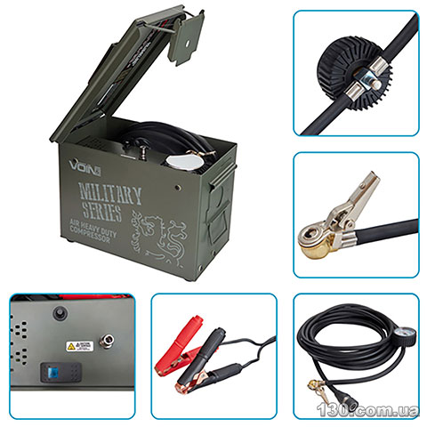 VOIN VM-080 "MILITARY SERIES" — компрессор автомобильный (насос) 150psi/50A/160л/клеммы