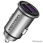 Автомобільний зарядний пристрій Vention Two-Port USB A+A (30/30) Car Charger Gray Mini Style Aluminium Alloy Type FFEH0