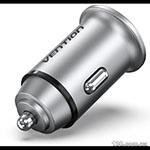 Car charger Vention Two-Port USB A+C (18/20) Car Charger Gray Mini Style Aluminium Alloy Type FFBH0