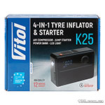 Компресор автомобільний (насос) Vitol K-25 4in1/14.8V/22.2wh/6000mAh/Бустер/Повербанк/Ліхтар
