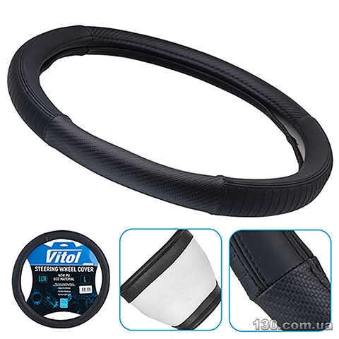 Steering wheel cover Vitol VLOD-HC15 Bk L