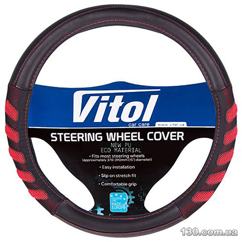 Steering wheel cover Vitol VLU-1808010 BK/RD M