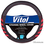 Steering wheel cover Vitol VLU-1808010 BK/RD M