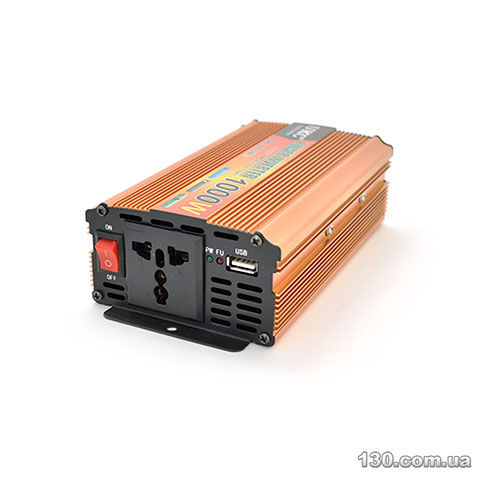 Автомобільний перетворювач напруги (інвертор) Voltronic YT-1000W-CI24V 24/220V, апроксимованою, 1 універсальна розетка, клеми + крокодили