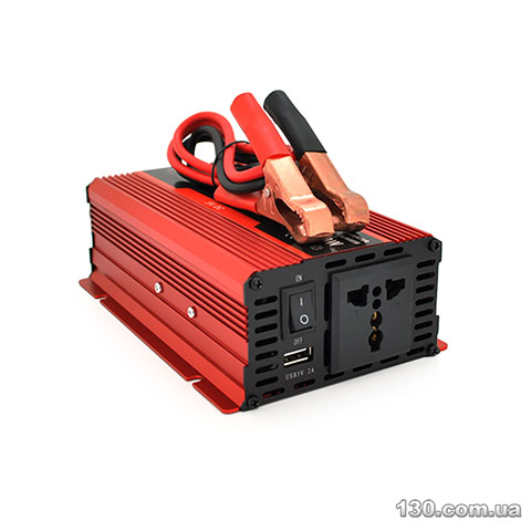 Автомобильный преобразователь напряжения (инвертор) Voltronic YT-1200W 12/220V, 1200W (600W), с аппроксимированной синусоидой, 1 универсальная розетка, 1 USB, крокодилы, BOX